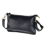 Sealinf Women'S Cowhide Leather Clutch Handbag Small Shoulder Bag Purse (Black)