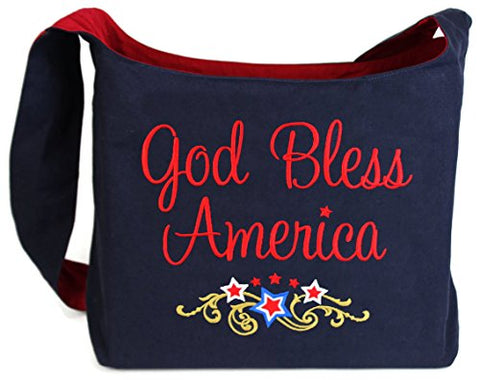 Dancing Participle God Bless America Patriotic Embroidered Sling Bag