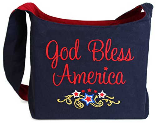 Dancing Participle God Bless America Patriotic Embroidered Sling Bag