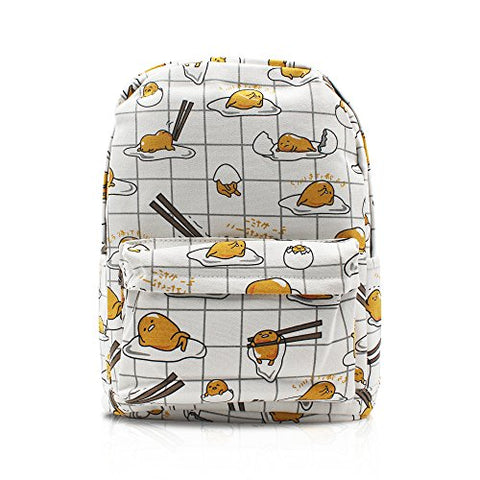 Finex Gudetama Lazy Egg Yolk White Canvas Popular Cute Costume Cartoon Casual Backpack with 15 inch Laptop Storage Compartment for College Student Daypack Travel Bag