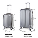Travelcross Victoria Lightweight Hardshell Spinner Luggage (Silver, 2-Piece Set (20''/28''))