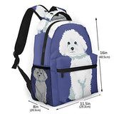 Multi leisure backpack,Breed Fluffy White Bichon Frise Dog One Color, travel sports School bag for adult youth College Students