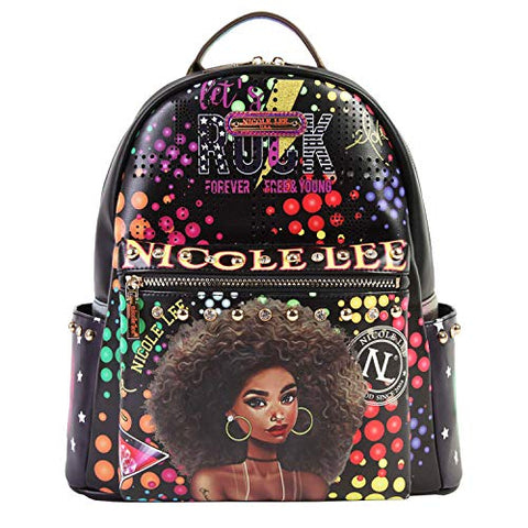 Women's Spacious Colorful Print Fashion Backpack, Adjustable Shoulder Pads (Friday Night Fun)