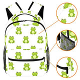 LORVIES Cute Cartoon Green Frogs Lightweight School Classic Backpack Travel Rucksack for Girls Women Kids Teens