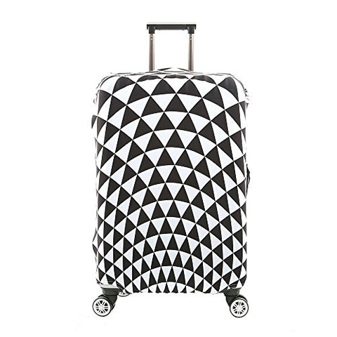 7-Mi 3D Print Infinity White Triangular Design Travel Suitcase Protector Elastic Sleeve Cover 26"-28" Anti-Scratch Luggage Cover Size L with Luggage Strap