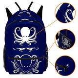 LORVIES Blue and White Octopus Lightweight School Classic Backpack Travel Rucksack for Girls Women Kids Teens