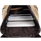 ABage Unisex Canvas Backpack Large Travel Hiking Outdoor Laptop College Backpack, Khaki