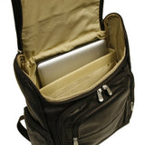 Piel Leather Multi-Pocket Laptop Backpack, Chocolate, One Size