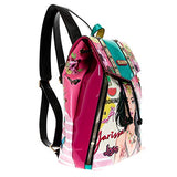Studded Glossy Neon Floral Backpack with Adjustable Strap
