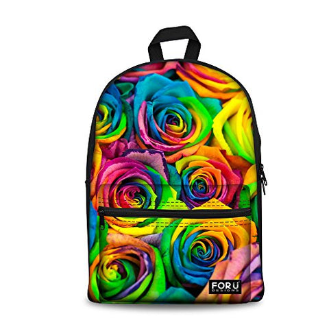 Bigcardesigns Women Flower Canvas Bookbag Backpack Notebook Laptop Bag