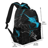 Black Backpack blue marlin fish jumping Daypacks for Women Men, Bookbags for Outdoor Hiking School