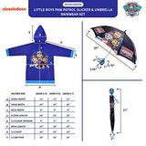 Nickelodeon Boys' Little Paw Patrol Character Slicker and Umbrella Rainwear Set, Dark Blue, Age 2-3