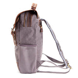 Vintage Leather Canvas Backpack, Retro Canvas Campus School Rucksack Fits 15.6 inch Laptop