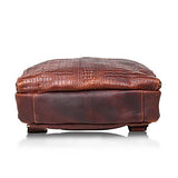 Sealinf Men'S Crocodile Pattern Cowhide Backpack Shoulder Bag (Dark Brown)