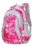 Jiayou Kid Child Girl Flower Printed Backpack School Bag(Rose,Large)