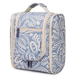 Hanging Travel Toiletry Bag Cosmetic Make up Organizer for Women and Men (Blue Leaf)