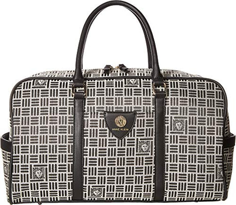 Anne Klein Women's Logo Jacquard Weekender Natural/Black One Size