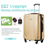Merax 3 Piece P.E.T Luggage Set Eco-Friendly Light Weight Spinner Suitcase (Gold)