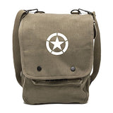 Army Force Gear World War 2 Military Jeep Star Canvas Crossbody Travel Map Bag Case in Olive &