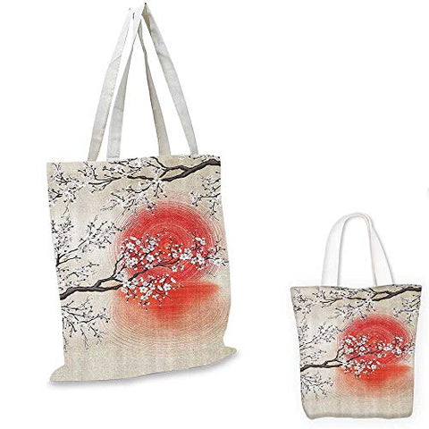 Japanese Garden Park Decor canvas messenger bag Sakura Cherry Trees Branches Leaves White Flowers