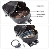 BOSTANTEN Leather Backpack School Laptop Travel Camping Shoulder Bag Gym Sports Bags for Men Black