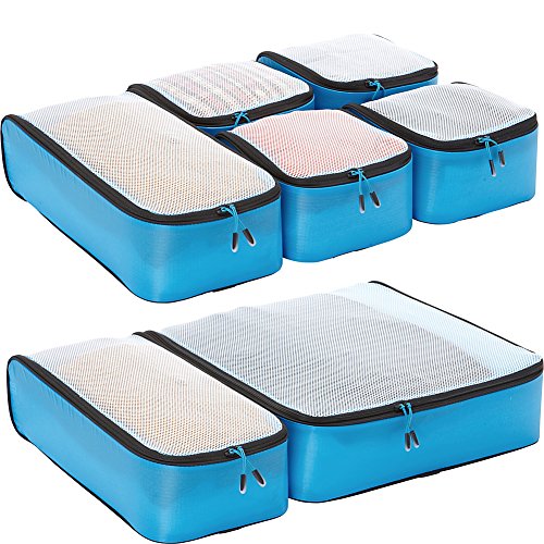 eBags Ultralight Travel Packing Cubes - Lightweight - Ultimate Packer Organizers - 7pc Set - (Blue)