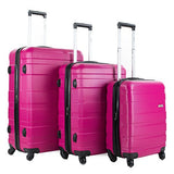 Amka Verano Hardside 3-Piece Expandable Spinner Upright Luggage Set, Black