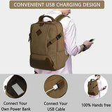 Laptop Backpack for Men,Kasqo Canvas Bookbag School Backpack for Adults,Work,Travel,Women Teacher w USB Port