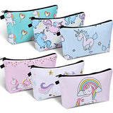6 Pieces Makeup Bag Toiletry Pouch Waterproof Cosmetic Bag with Zipper Travel Packing Bag 8.7 x 5.3 Inch Small Cosmetic Bag Accessory Organizer for Women and Men (Unicorn Style)