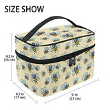 Makeup Bag Cute Bee Yellow Travel Cosmetic Bags Organizer Train Case Toiletry Make Up Pouch
