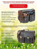 Top Quality Leather Business Briefcase / Messenger Bag / Vintage Full Grain Satchel / 15.6 Inch