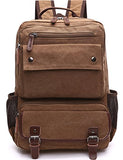 Aidonger Canvas School Bag Laptop Backpack Hiking Rucksack (Coffee)