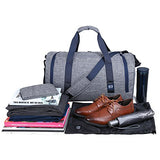 BAGSMART Travel Duffel Bag Large Weekender Bag Carry-on Luggage with Shoe Bag 40L, Grey