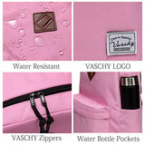 Lightweight Backpack for School, VASCHY Classic Basic Water Resistant Casual Daypack for Travel with Bottle Side Pockets (Pink)