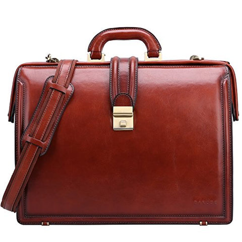 Banuce Full Grain Italian Leather Briefcase for Men 15 Inch Laptop Business Bag Lawyer Attache Case
