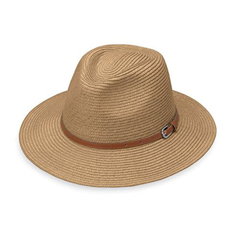 Wallaroo Women's Naples Sun Hat - Colorful Paper Braid Fedora - UPF50+, Camel