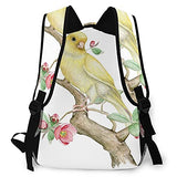 Casual Backpack,Watercolor Canary Bird On A Blooming Tre,Business Daypack Schoolbag For Men Women Teen 16"X11.5"