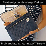 Ellis James Designs Large Travel Makeup Bag for Women - Black Make Up Bag for Women - Travel Cosmetic Bag - Makeup Case Gifts for Women, Makeup Organizer Bag, Travel Toiletry Bag for Women