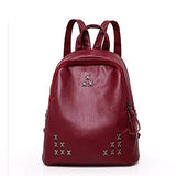 PU soft leather rivet backpack women travel bags handbags,one-size,black