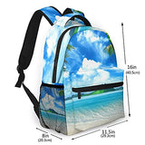 Double Shoulder Casual Backpack,Summer Beach Blue Ocean With Coconut Palm Tre,Lightweight Durable Rucksack Business Travel Sports Schoolbag Daypack for Men Women Adult Teens