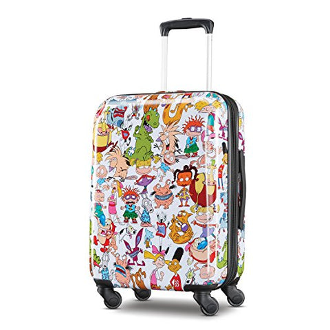 American Tourister Kids' Nickelodeon 90s Mash Up Hardside Spinner 21, White/Orange