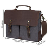 S-Zone Fashion Canvas Genuine Leather Trim Travel Briefcase 15.6-Inch Laptop Bag Upgraded Version
