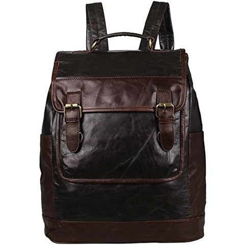 Genuine Leather Laptop Backpack Travel Rucksack Daypack Luggage For Men Women Dark Gray