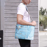 MOSISO Laptop Shoulder Bag Compatible with MacBook Pro/Air 13 inch, 13-13.3 inch Notebook Computer, Polyester Watercolor Marble Carrying Briefcase Sleeve, Turquoise