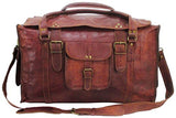 Vintage Crafts 21" Mens Retro Style Carry On Luggage Flap Duffel Leather Duffel Bag