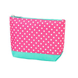 Pink Dottie Print Small Travel, Purse, Cosmetic Accessory Pencil Bag 9 In - Can Be Personalized