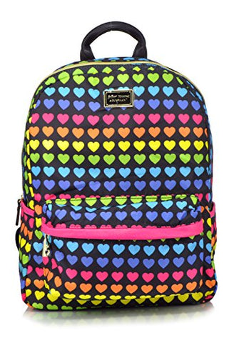 Betsey Johnson Nylon Backpack, Rainbow Hearts