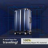 Coolife Luggage Aluminium Frame Suitcase with TSA Lock 100% PC (M(24in), Blue)