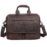 S-Zone Crazy Horse Leather Shoulder Briefcase For 16 Inch Laptop Bag