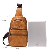 Bison Denim Mens Genuine Leather Sling Backpack Outdoor Shoulder Chest Pack Unbalance Crossbody Bag